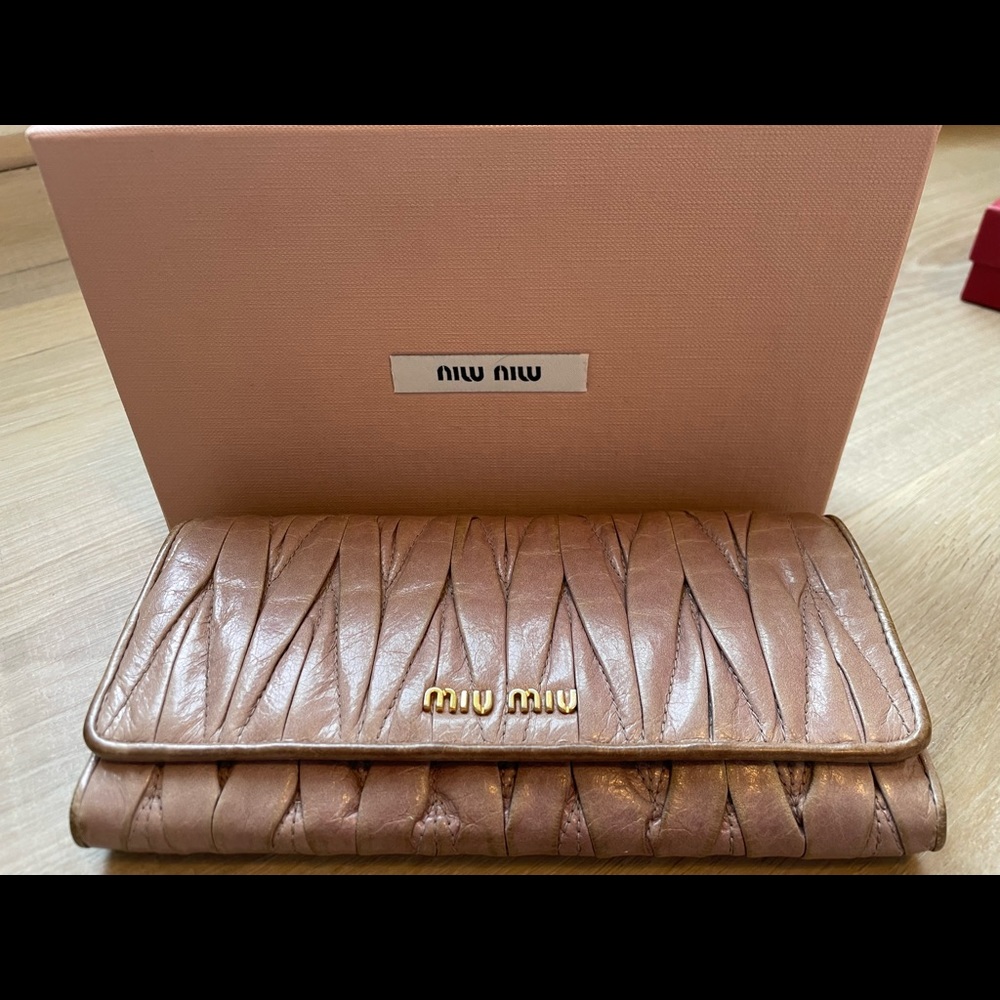 Miu Miu Mughetto Matelassé Leather Long Wallet
